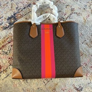 Personalized Michael kors large tote pink and orange new never used
